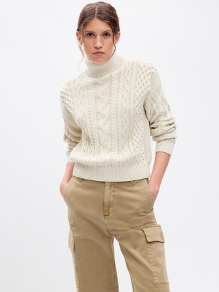 Cropped Cable-Knit Turtleneck Sweater | Gap (US)