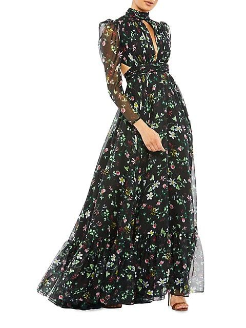 Mac Duggal Floral-Print Chiffon Gown | Saks Fifth Avenue