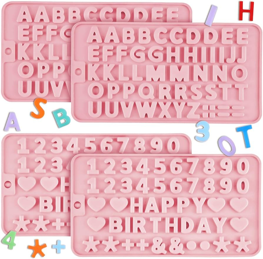 4 Pieces Letter Silicone Molds Valentine's Day Alphabet Silicone Cake Baking Mold Letter Number C... | Amazon (US)