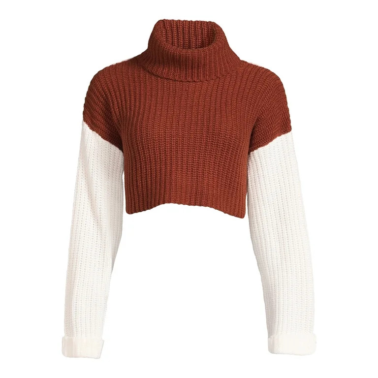 Daily Threads Women's Junior Colorblocked Cropped Pullover Sweater | Walmart (US)