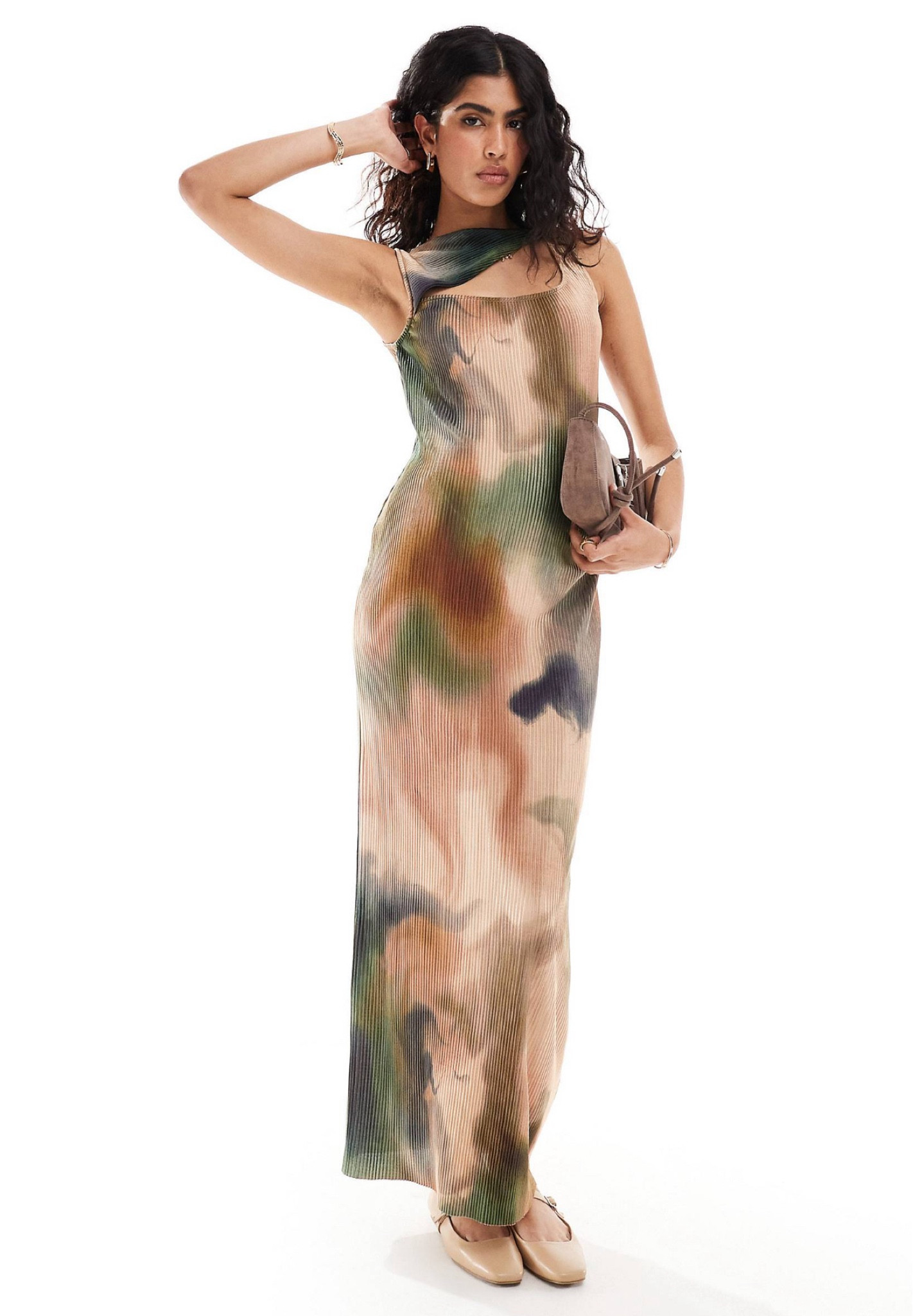 SWIRL PRINT MIDI DRESS