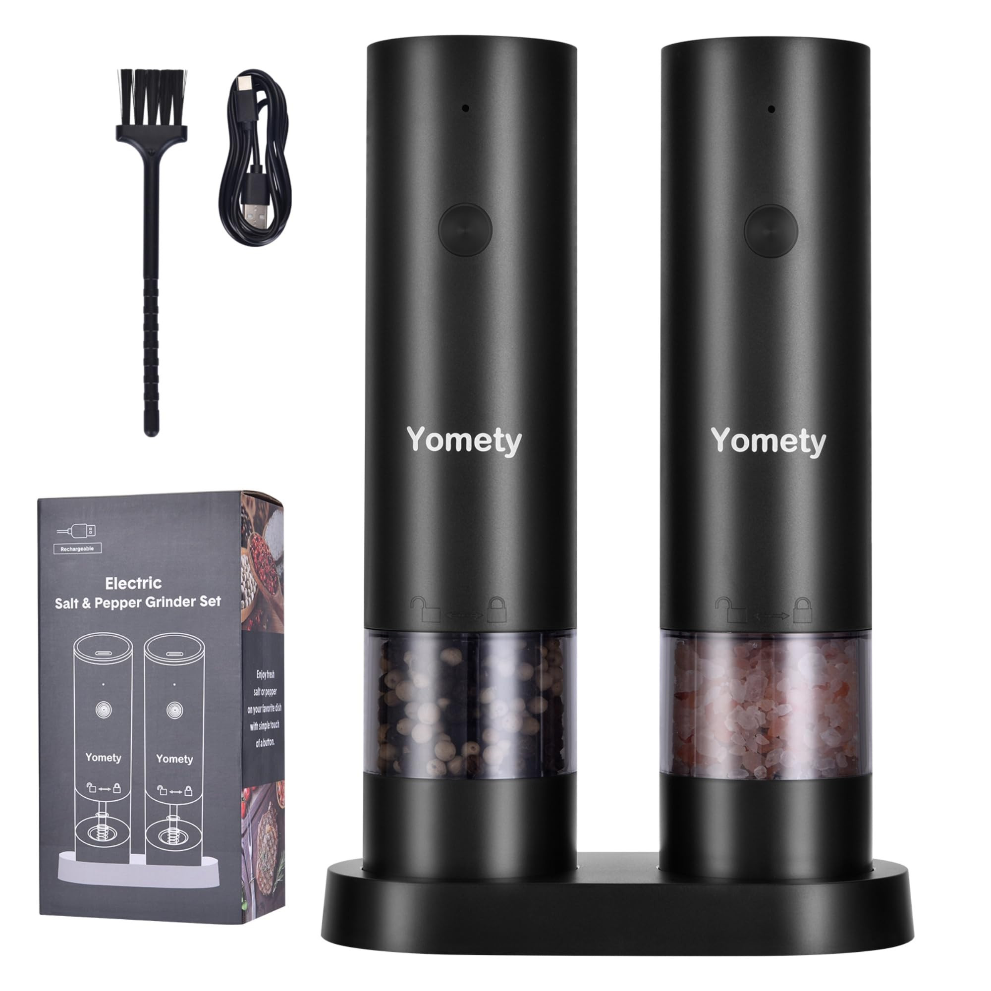 Electric Salt and Pepper Grinder Set-Rechargeable Salt and Pepper Mill Set All in One, Automatic ... | Amazon (US)