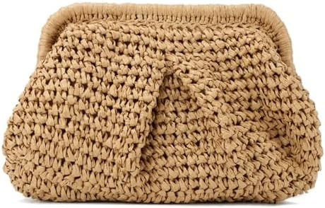 Emprier Straw Clutch Purses for Women Cloud Dumpling Pouch Straw Crossbody Shoulder Handbag Summe... | Amazon (US)