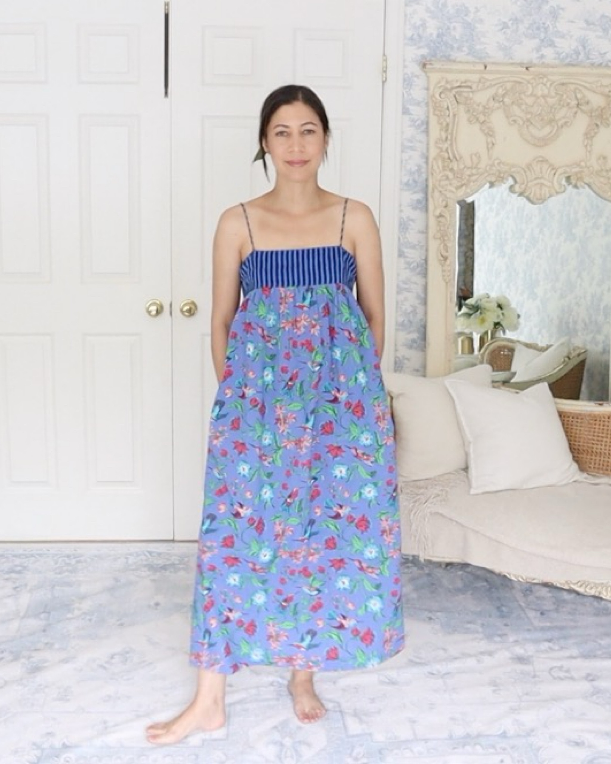 I have been living in this nightgown, and it’s quickly become my summer favorite. Not only is it perfect for a good night's sleep, but it also doubles as a breezy dress you can comfortably wear around the house.
This is the Daydream Nightgown by Printfresh. Unfortunately, this exact pattern is no longer available, but they have a lovely selection of other prints that are just as enchanting. Do you enjoy styling your pajamas just as much as any part of your wardrobe?


#LTKSeasonal #LTKBeauty #LTKStyleTip