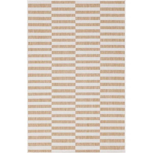 Robinson Striped Indoor / Outdoor Area Rug in Taupe/Ivory | Joss & Main