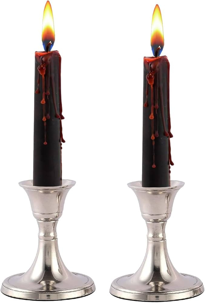 Rely+ Silver Candle Holder Set of 2 - Decorative Taper Candle Stick Candle Holder Candlestick Hol... | Amazon (US)