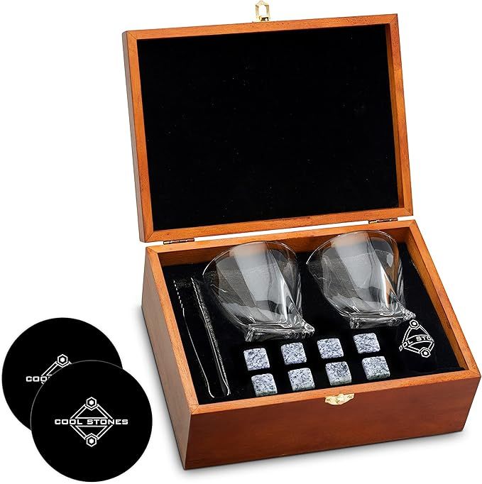 Cool Stones, Whiskey Glasses Set of 2 - Great Gift Set for Men - Bourbon Glasses Made for Whiskey... | Amazon (US)