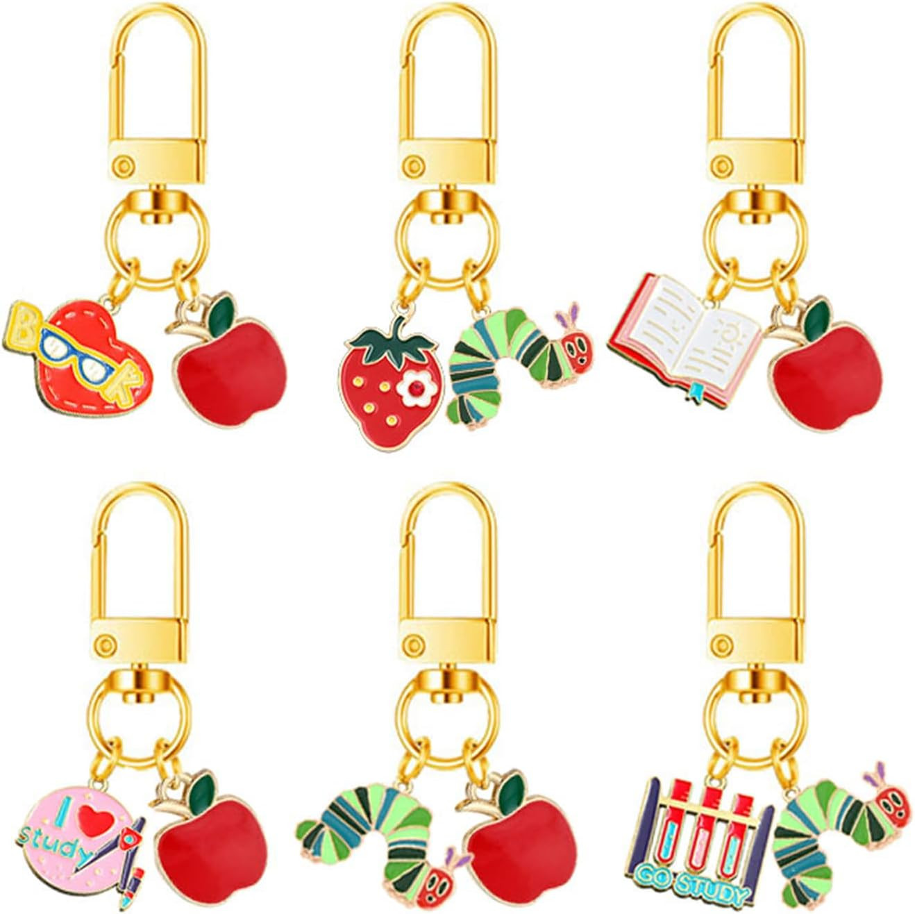 coadipress 6 PCS Teacher Appreciation Keychain for Women Cute Caterpillar Book Enamel Keyring Appreciation Gifts | Amazon (US)