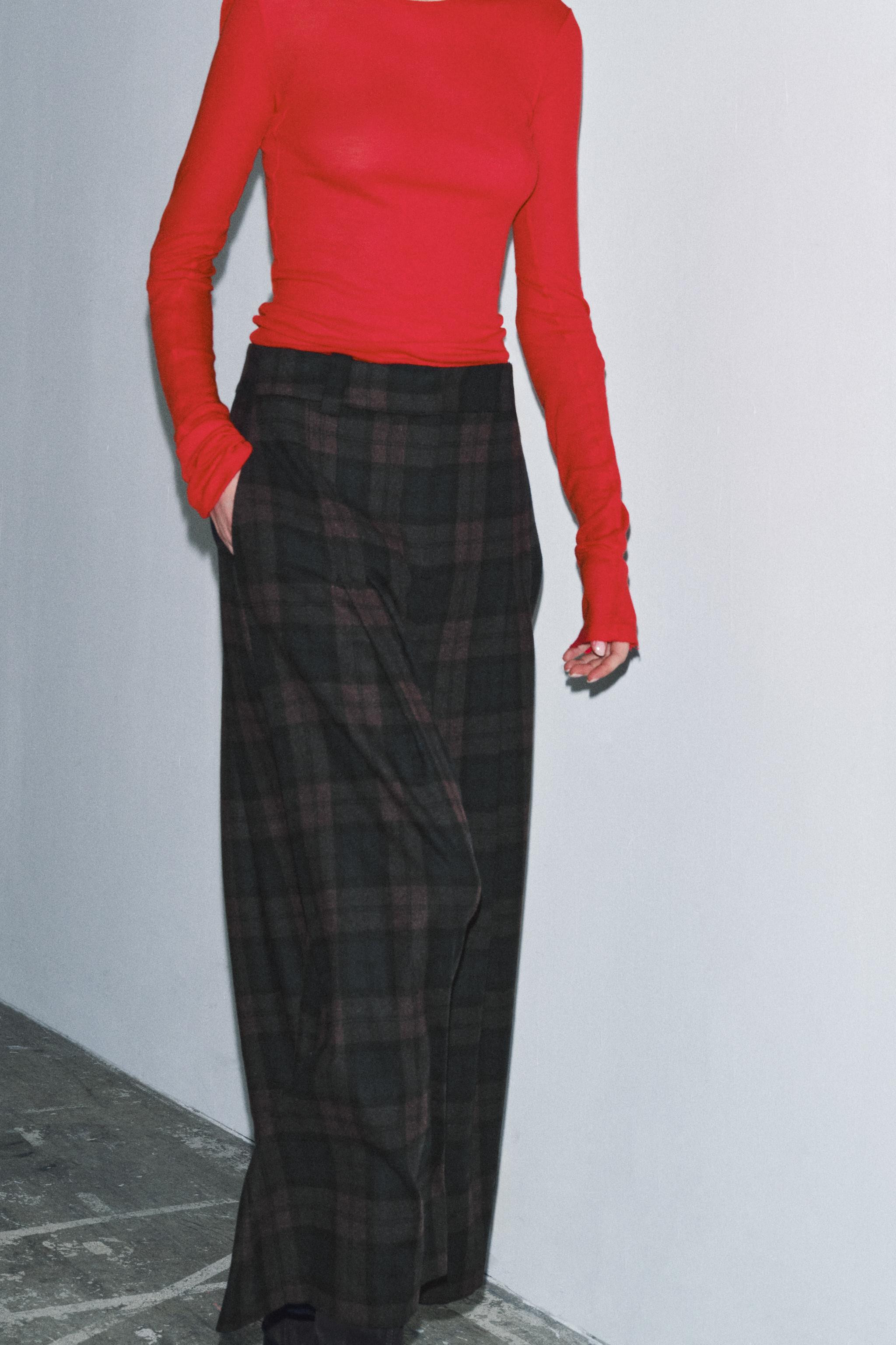 ZW COLLECTION CHECKED WOOL BLEND TROUSERS | Zara UK