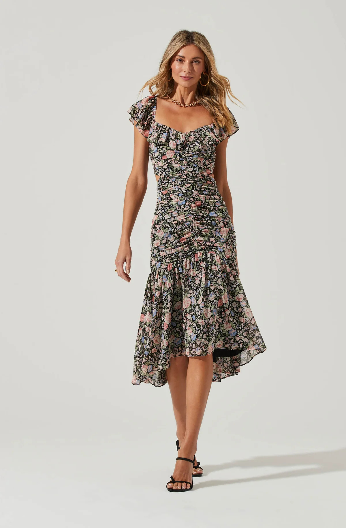 Devereaux Cutout Floral Midi Dress | ASTR The Label (US)