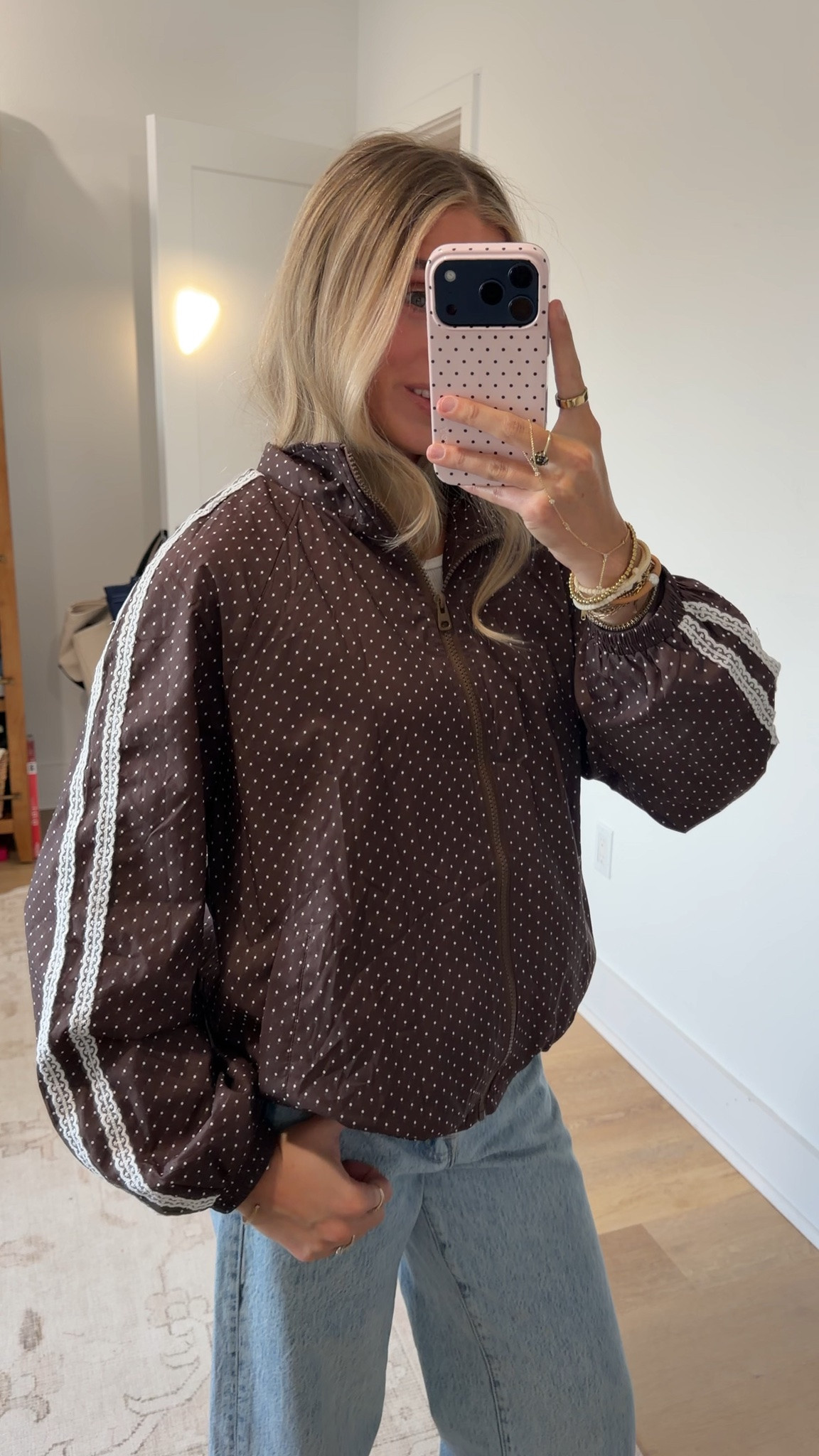 Amazon size small Womens Polka Dot Zip Up Jacket Lace Trim Casual Cropped Outwear
Polka dot print, lace ribbon sleeve, stand collar with zip closure, loose casual windbreaker for spring summer fall

#LTKootd #LTKSeasonal #LTKSaleAlert