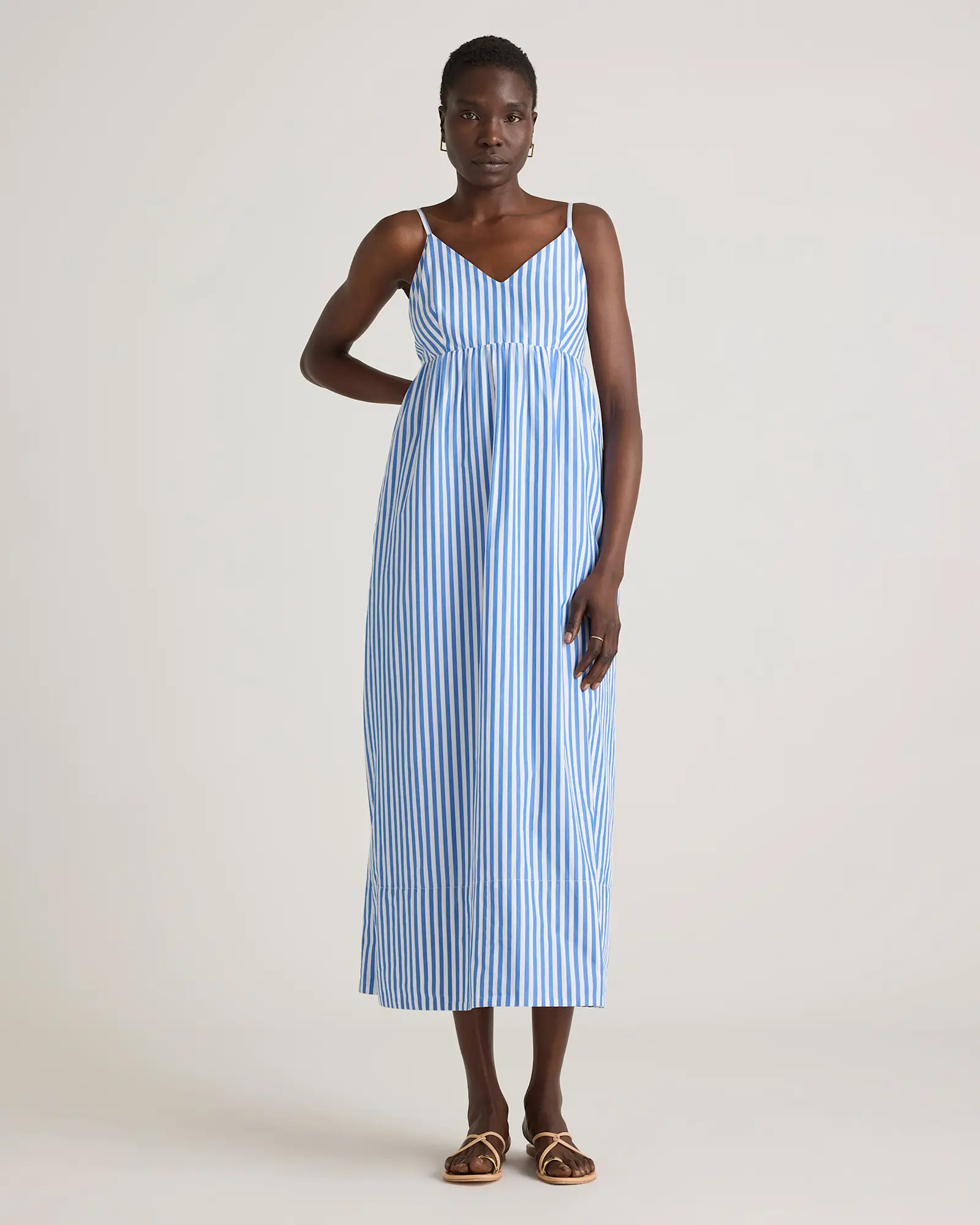 100% Organic Cotton Sleeveless Maxi Dress in Azure Stripe | Quince