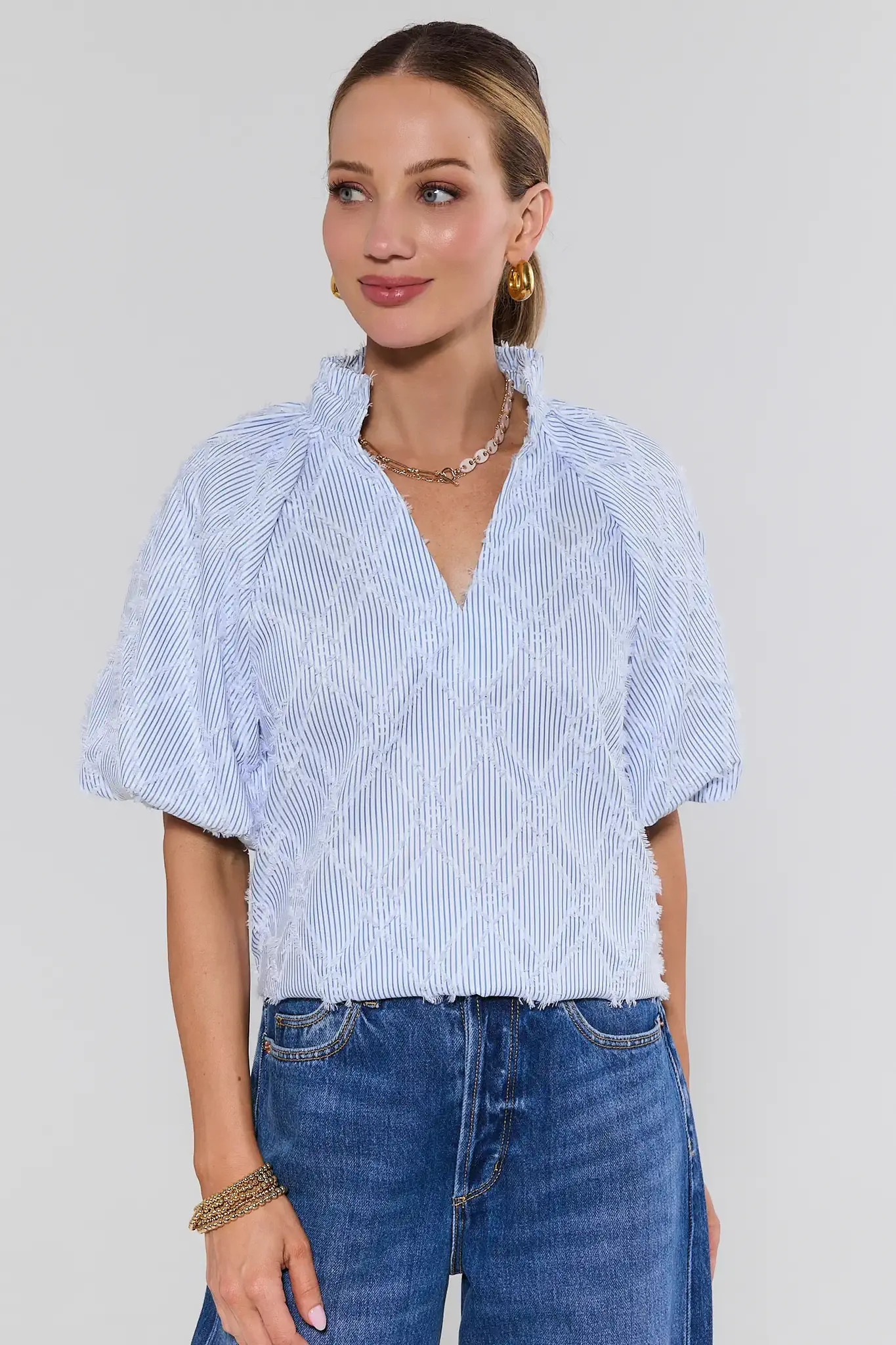 Eden Blue Striped Top by THML | Avara