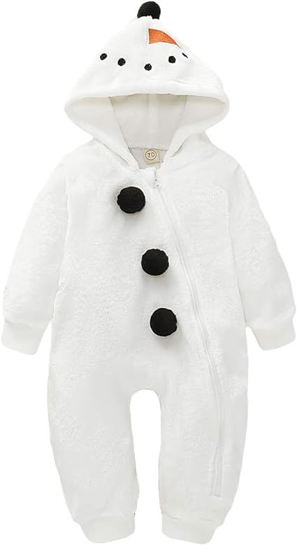GRNSHTS Baby Boy Girls Halloween Christmas Romper Velvet Hoodied Snowman Jumpsuit Toddler Costume... | Amazon (US)