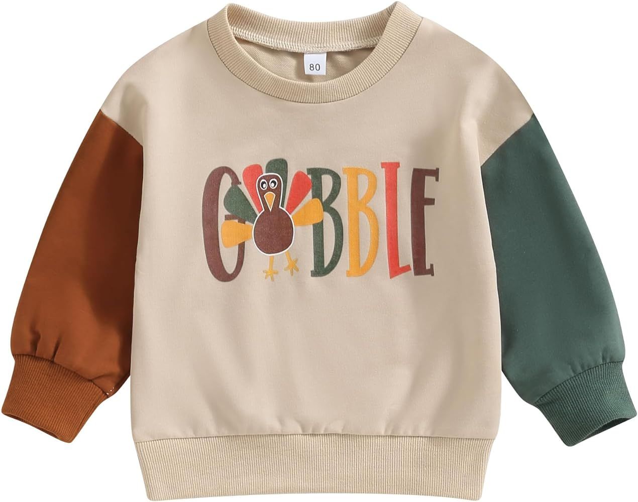 Ayalinggo Toddler Baby Girl Boy Halloween Outfit Pumpkin Sweatshirt Shirt Crewneck Sweater Thanks... | Amazon (US)