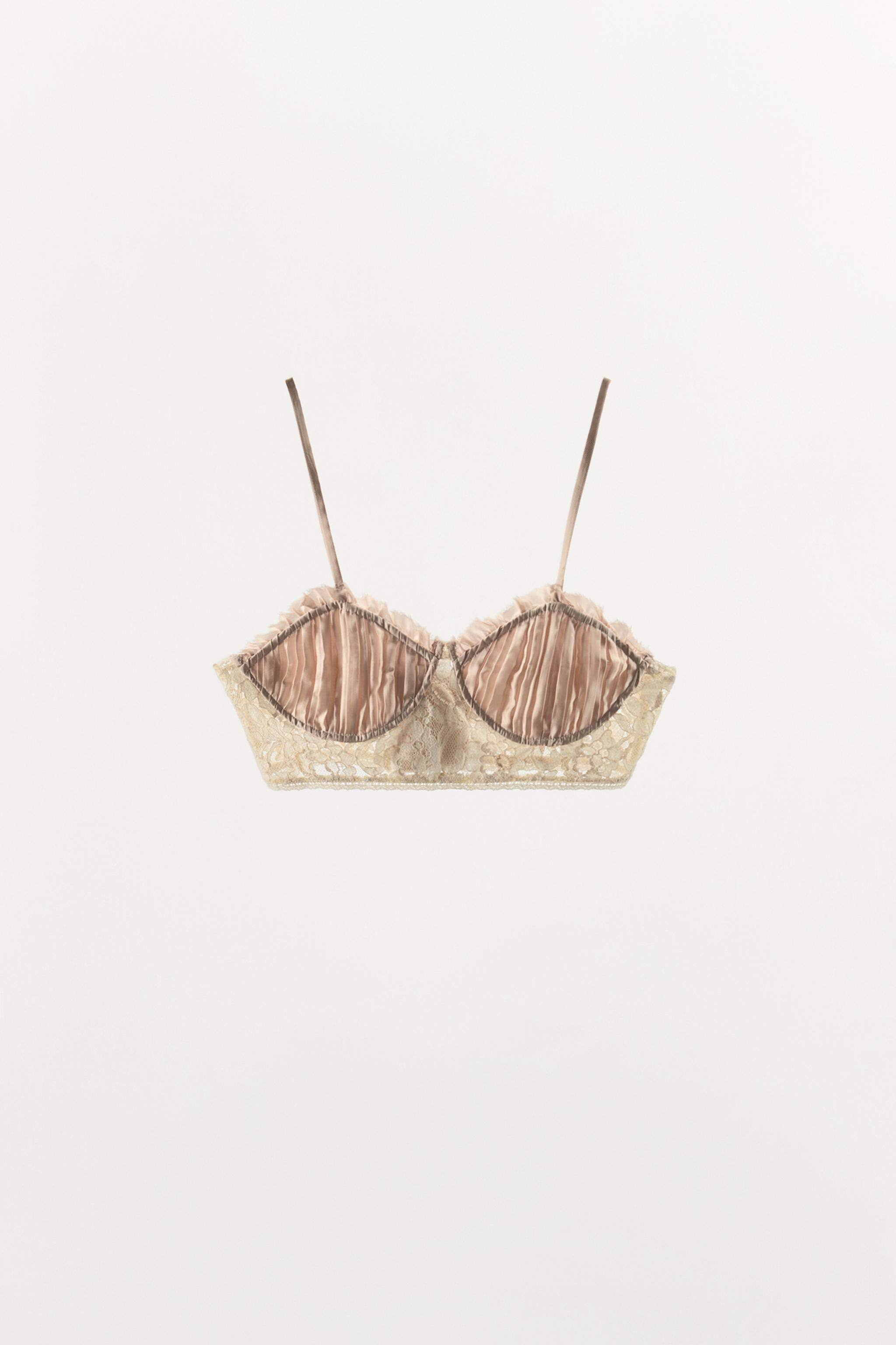 PLEATED LACE BRA | Zara US