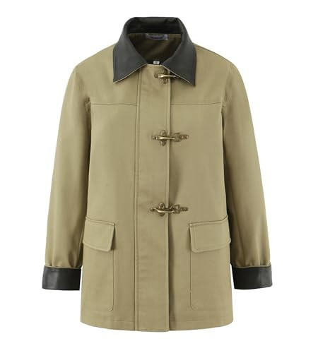 Colorful world Barn Jackets for Women Lightweight Faux Suede Leather Collar Toggle Zip Up Cotton Winter Coat with Pockets(Khaki,M) | Amazon (US)