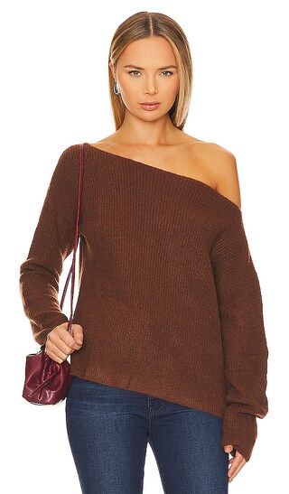 x Rachel Alayah Off Shoulder Sweater in Brown | Revolve Clothing (Global)