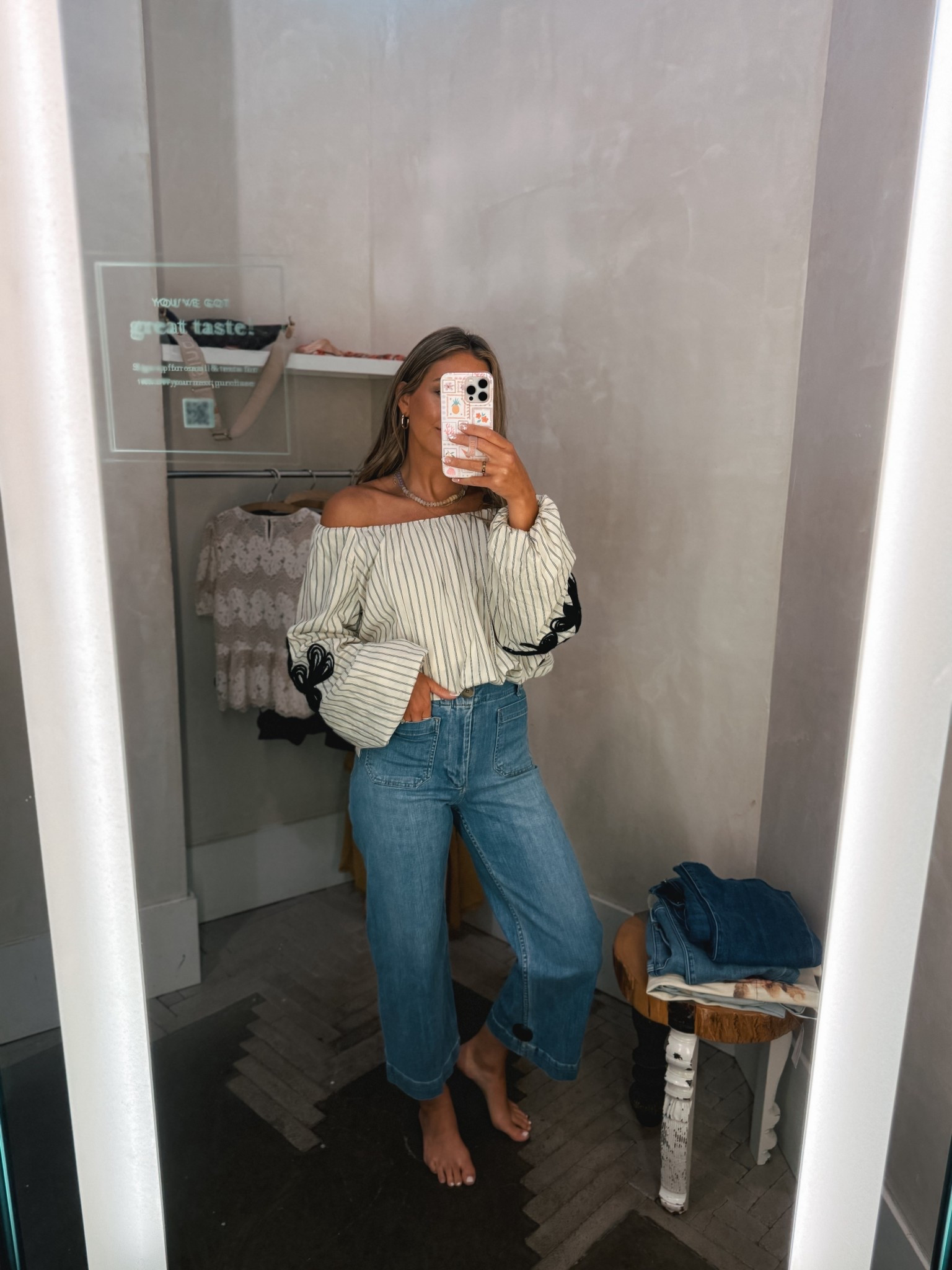 This striped off the shoulder top with embroidery down the sleeves is perfect for a night out! 

#LTKStyleTip #LTKParties #LTKTravel