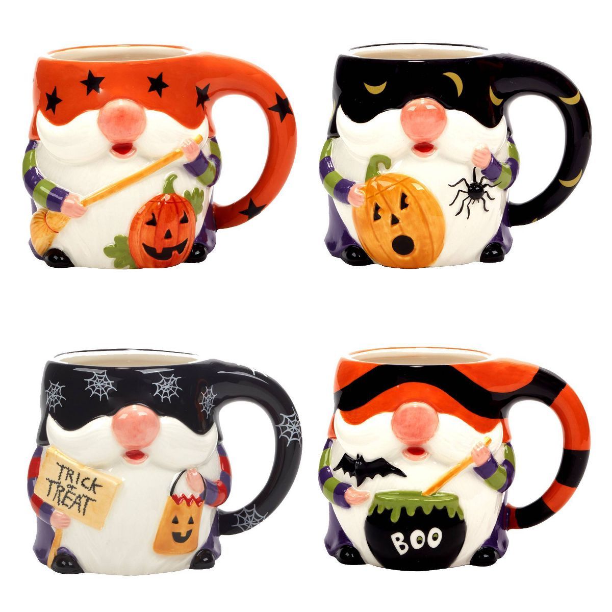 Set of 4 3D Halloween Gnomes 18oz Drinkware Mugs - Certified International | Target