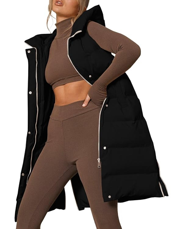 Inorin Womens Down Vest with Stand Collar Thick Hooded Sleeveless Long Coats Jacket | Amazon (US)