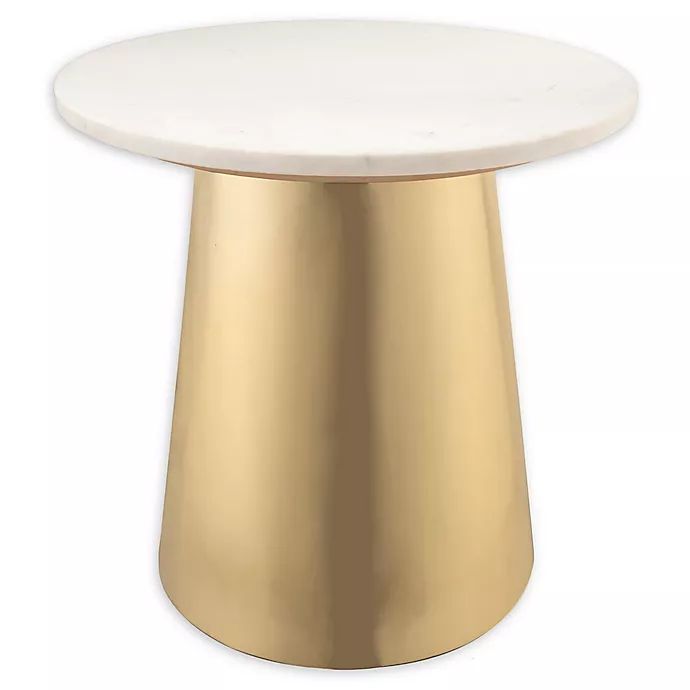 Bleeker Marble Side Table in Gold/White | Bed Bath & Beyond