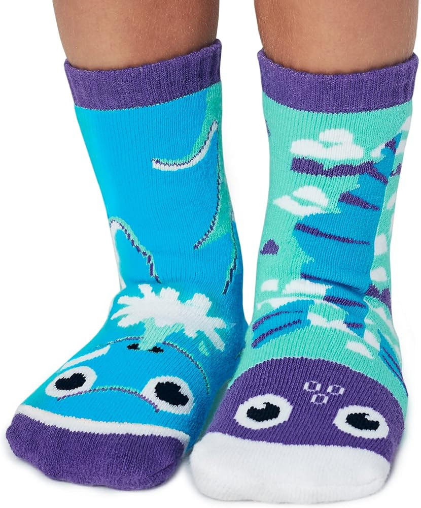 Dolphin and Fish Adorable Aquatic Unlikely Friends Mismatched Kids Socks with Grips Ages 4-8 | Amazon (US)