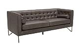 Amazon Brand – Rivet Brooke Contemporary Mid-Century Modern Tufted Leather Sofa Couch, 82"W, Grey | Amazon (US)