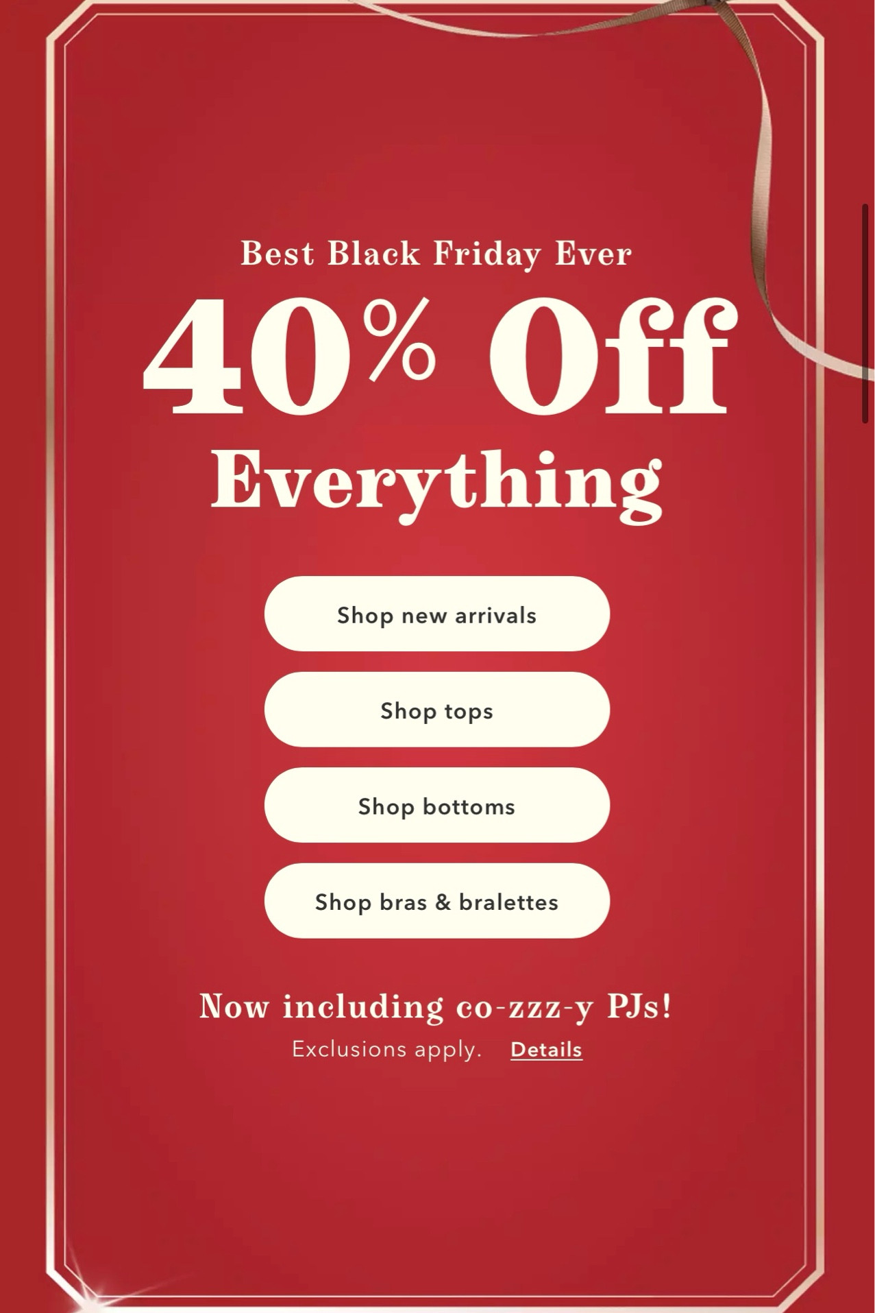 40% OFF at Aerie! 

#LTKsale #LTKcanada #LTKgiftguide