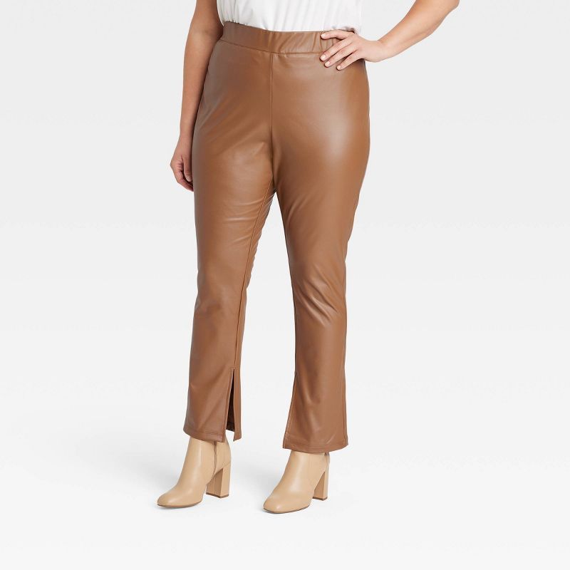 Women's High-Waisted Split Hem Faux Leather Leggings - A New Day™ | Target