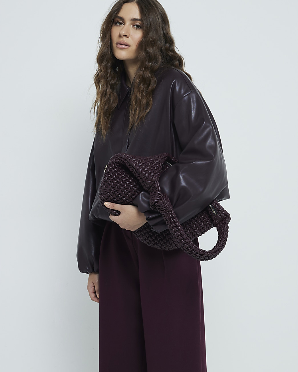 Red textured Knot Tote Bag | River Island (UK & IE)