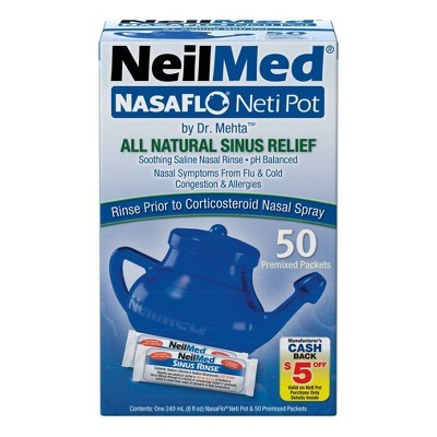 NeilMed NasaFlo Neti Pot Sinus Relief with Premixed Packets - 50ct | Target