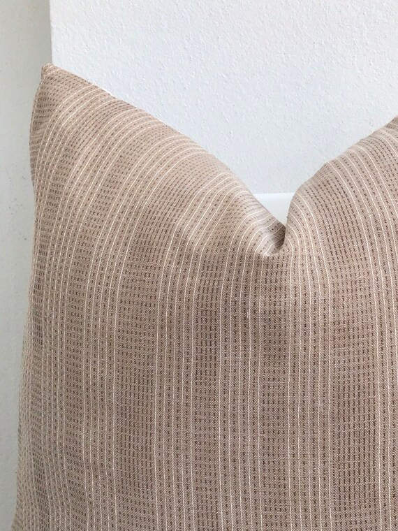 Brown Cream Striped Woven Pillow Cover | Etsy (US)