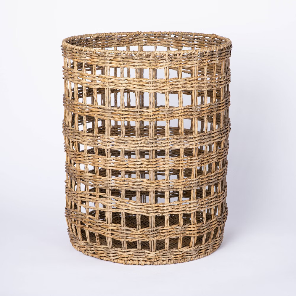 Large Manmade Outdoor Rattan Basket Tan - Threshold designed with Studio McGee | Target