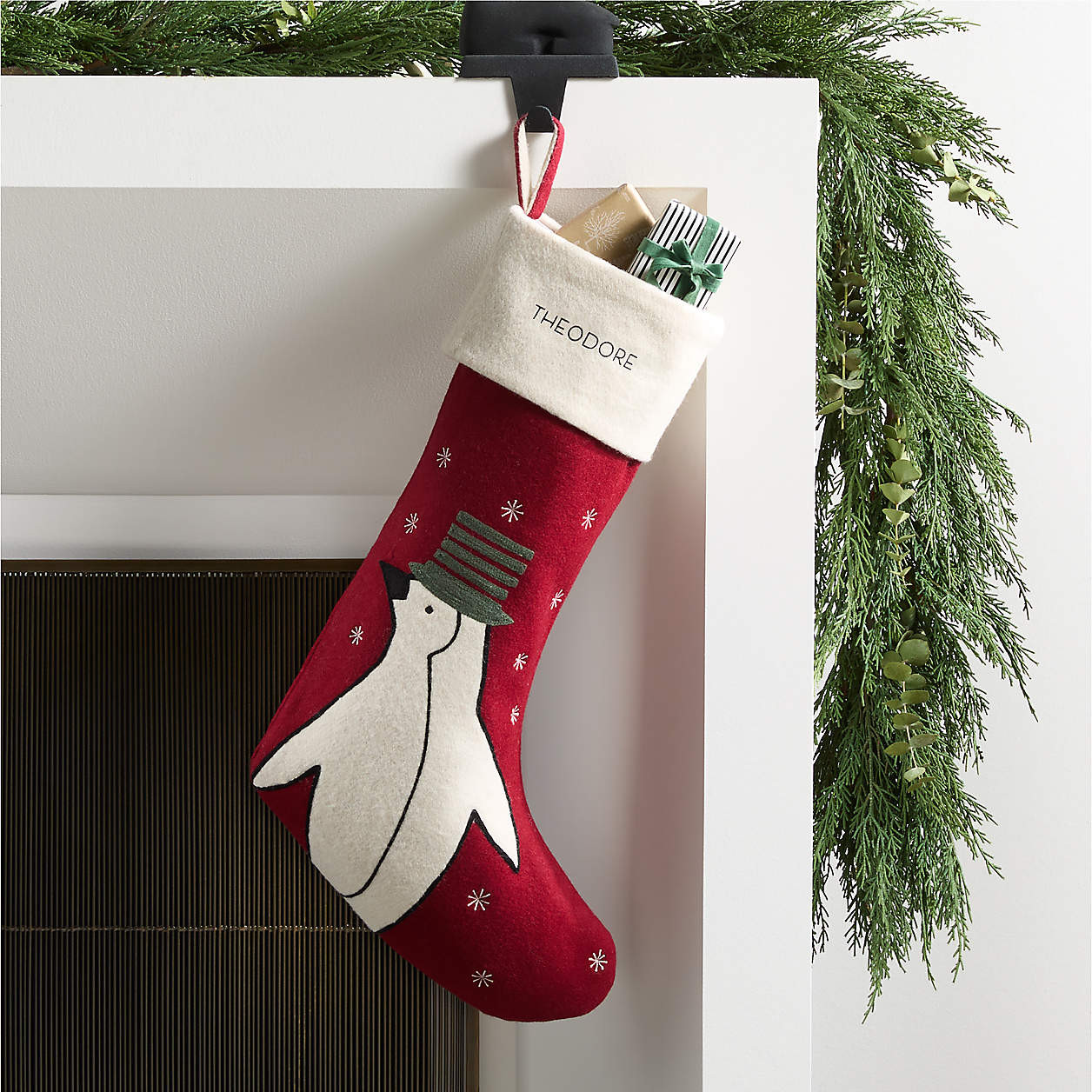 Arctic Friends Penguin Wool Christmas Stocking by Joan Anderson + Reviews | Crate & Barrel | Crate & Barrel