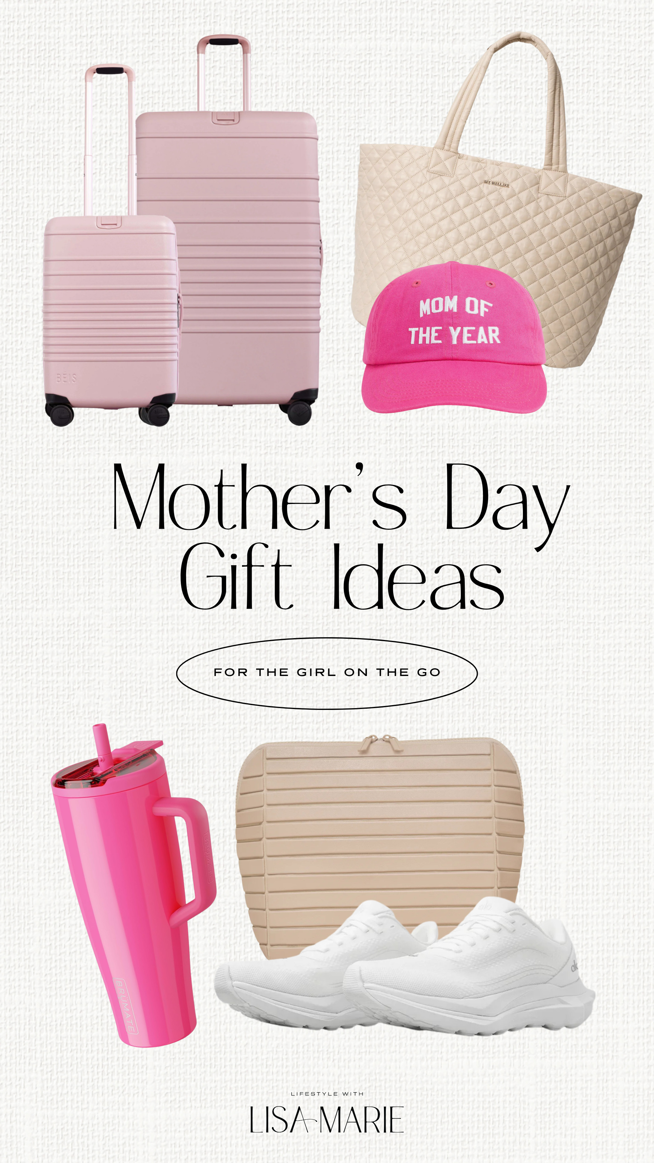 Mother’s Day gift ideas for the girl on the go who loves traveling, vacationing and exercising. Luxe suitcases and luggage, cosmetic organizers, tote bags and travel cups and mugs. Pink Mother’s Day gifts. 

 #LTKMothersDay #LTKTravel #LTKActive