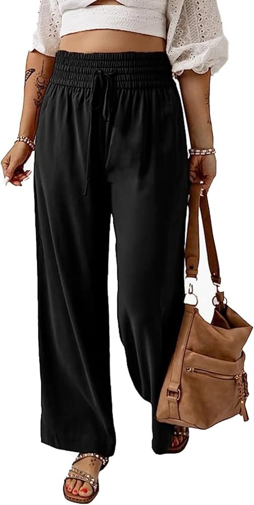 SCORP Women's Loose Elastic Waist Pants Casual High Waist Drawstring with Pockets | Amazon (US)