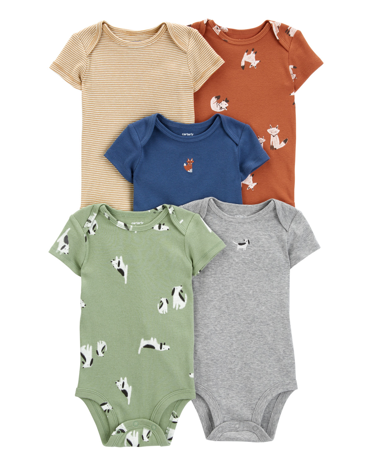 Baby 5-Pack Animal Print Short Sleeve Bodysuits - Carter's | Carter's | Carter's Inc
