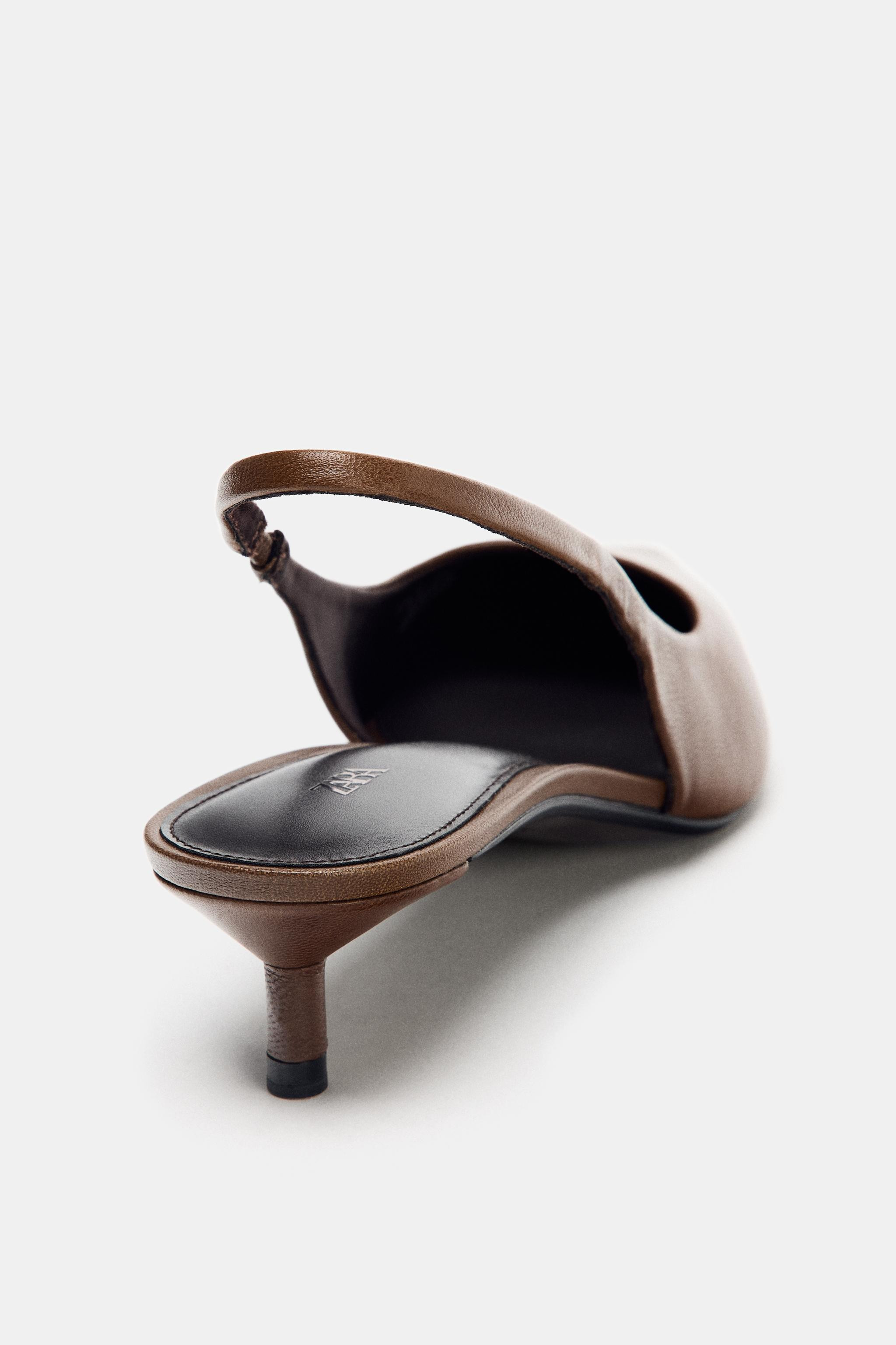 LEATHER KITTEN HEEL SHOES | Zara UK