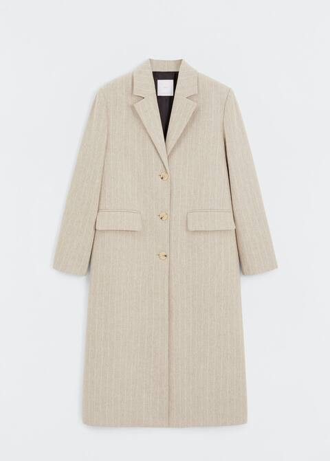 Pinstripe wool coat -  Women | Mango USA | MANGO (US)