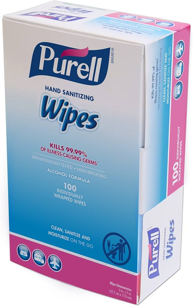 Premoistened Sanitizing Hand Wipes, Towelettes Individually Wrapped, 100/box | Amazon (US)