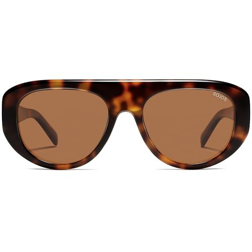 SOJOS Retro Oversized Aviator Polarized Sunglasses for Women Trendy Shades Vintage Style Chic Sun Glasses SJ2706 Demi/Brown | Amazon (US)