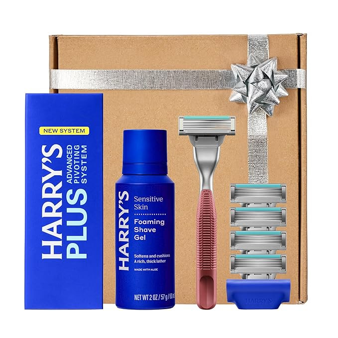HARRY'S PLUS: Shaving Kit for Men – Gift Box with Premium Handle, 5 Razor Blade Cartridges, 2 o... | Amazon (US)