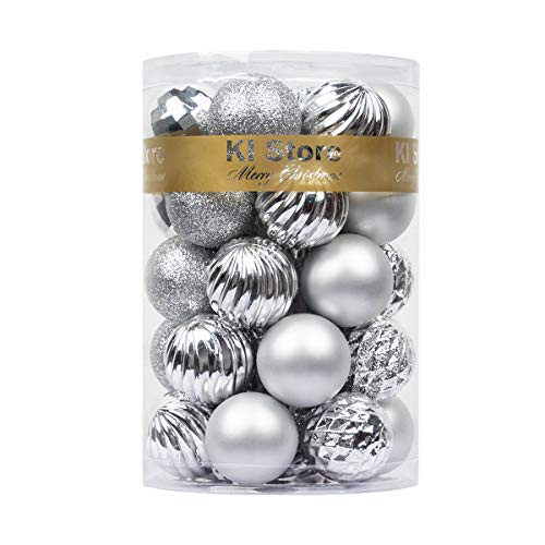 KI Store Silver Christmas Balls 34pcs 1.57-Inch Small Christmas Tree Decoration Ornaments for Xma... | Amazon (US)