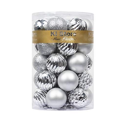 KI Store Silver Christmas Balls 34pcs 1.57-Inch Small Christmas Tree Decoration Ornaments for Xma... | Amazon (US)