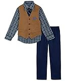 Nautica Boys' 4-Piece Set with Dress Shirt, Tie, Vest, and Pants, Woodgrain, 8 | Amazon (US)