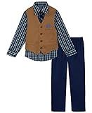 Nautica Boys' 4-Piece Set with Dress Shirt, Tie, Vest, and Pants, Woodgrain, 8 | Amazon (US)