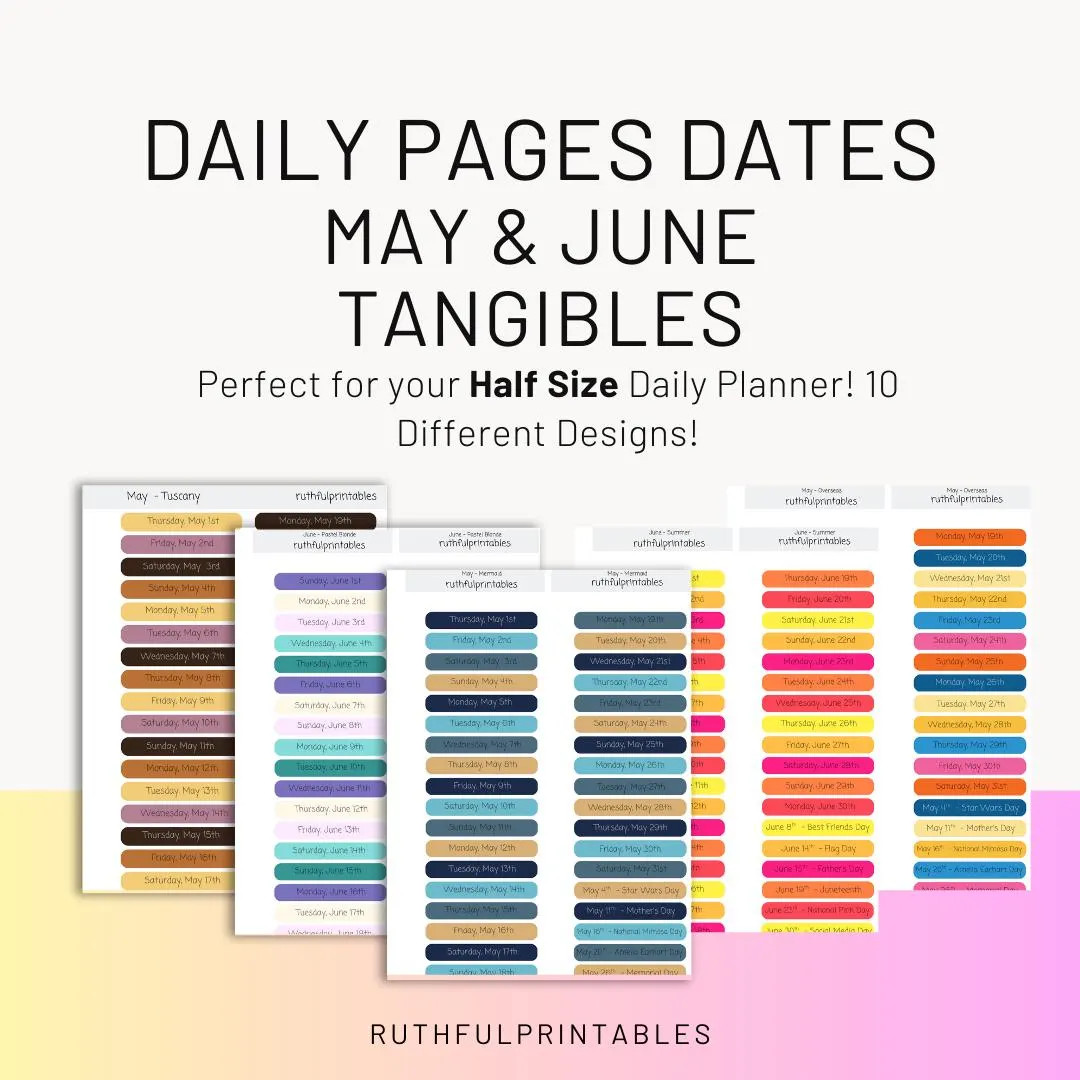 May & June 2025 Daily Pages Dates Adventure Size TANGIBLE - Etsy | Etsy (US)