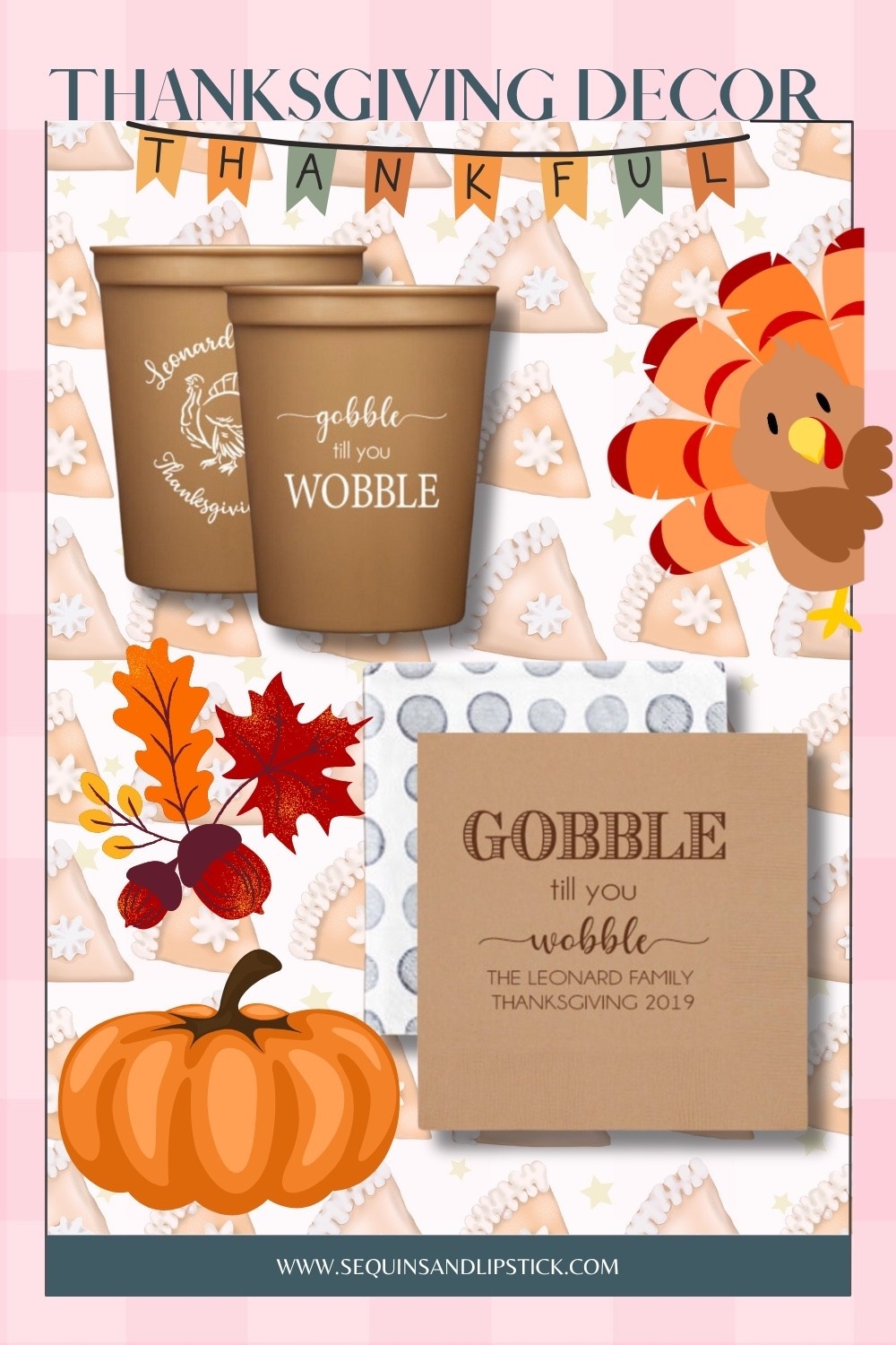 Add a playful touch to your Thanksgiving table with custom “Gobble Till You Wobble” cups and napkins. Personalized with your family name, these pieces make entertaining festive and memorable. Perfect for Thanksgiving dinners or Friendsgiving gatherings. Create a cozy, coordinated look for your holiday celebration.

#LTKSeasonal #LTKParties #LTKKids