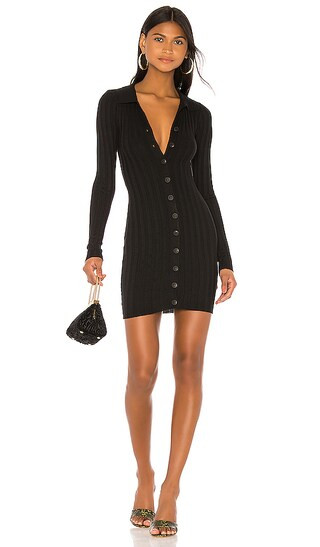 Jordane Button Front Dress in Black | Revolve Clothing (Global)